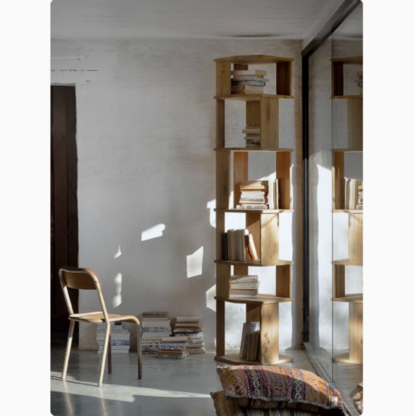 北欧比利时实木蜂巢立式书柜书架