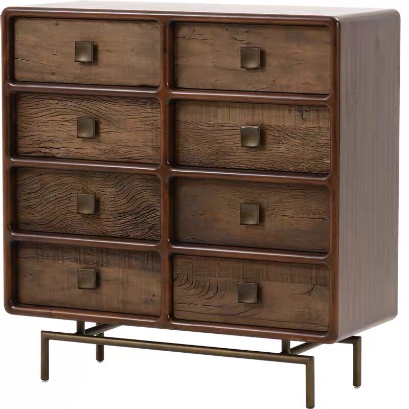 进口北欧表情复古做旧回收木宾纳马文8抽立柜斗柜中古风家具定制