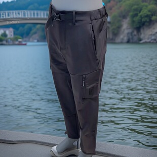 安踏国家地理防泼水梭织长裤男2024冬新款保暖加绒裤子152446504N