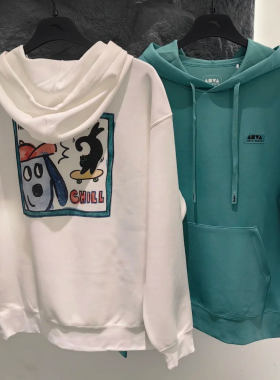 正品安踏男女宽松印花连帽卫衣
