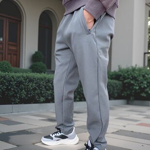 安踏加绒保暖裤子男2024冬新款防泼水梭织平口运动长裤152447505N