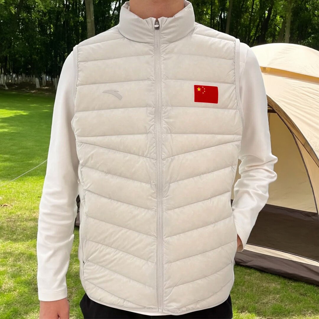 正品安踏国旗款保暖无缝羽绒马甲