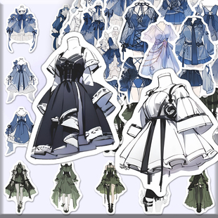 服设手绘贴纸oc服装设计二次元服饰绘画素材参考diy装饰自粘贴画