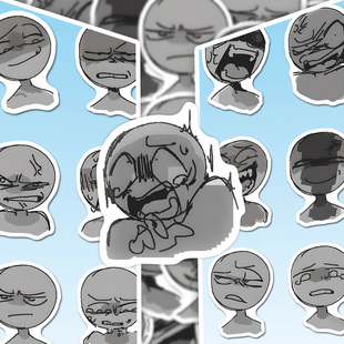 oc人物表情绘画贴纸二次元私设参考素材模板手账素材DIY装饰贴画