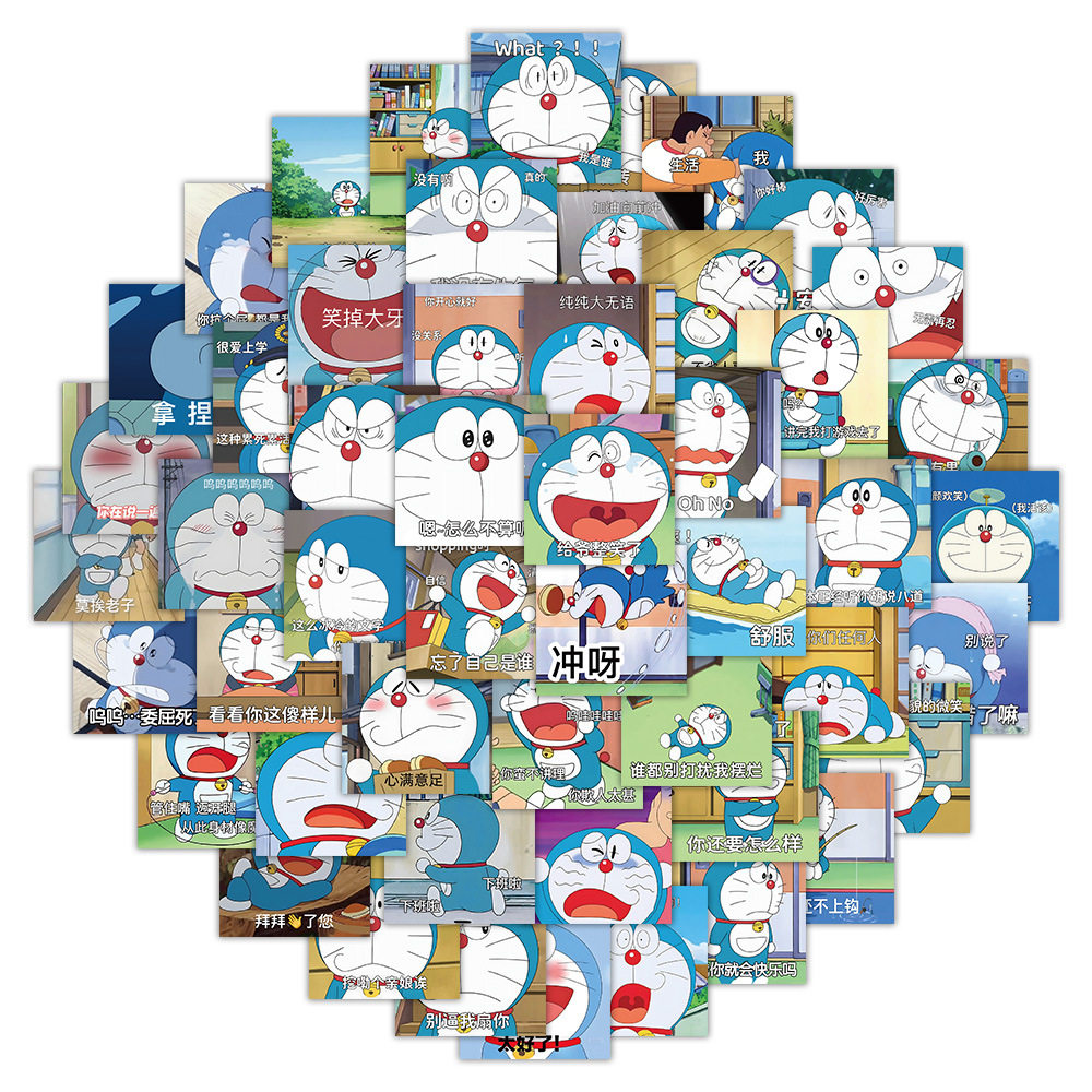 60张多啦A梦卡通贴纸diy笔记本滑板车收纳盒防水贴画