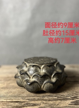 爆款仿古石雕青石民俗怀旧三层莲花石鼓中式复古壶座杯座摆件装饰