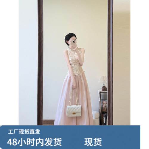 法式洋装女夏高级感气质名媛千金订婚礼服长裙重工蕾丝生日裙子