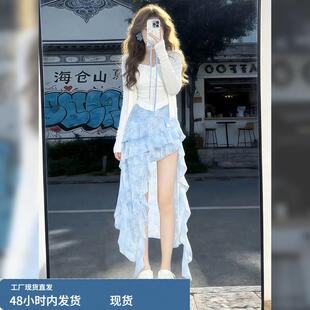 2026夏装流行穿搭一整套巨好看的韩系减龄千金甜美不规则裙子套装