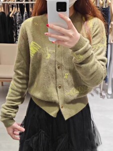 原厂品质 2023年秋季新款羊毛挂毛针织开衫毛衣女小款