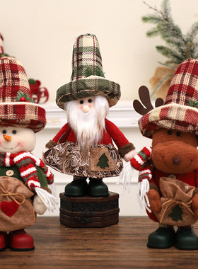 Christmas decorations tall hats standing figures Santa Claus