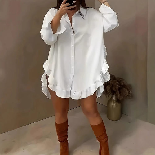 Plus size women's casual loose shirt plus size dress