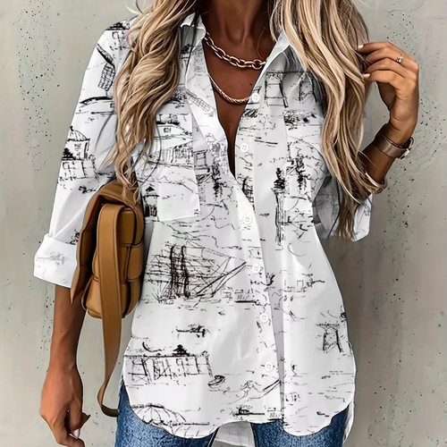 Women's clothing , loose casual long sleeved shirt top
