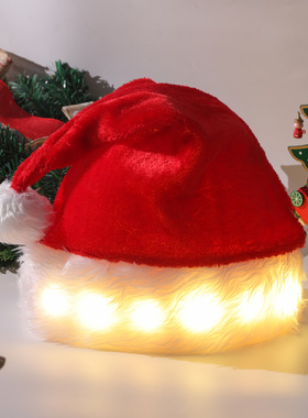 Christmas Decoration Plush Luminous LED Xmas Hat Santa cap