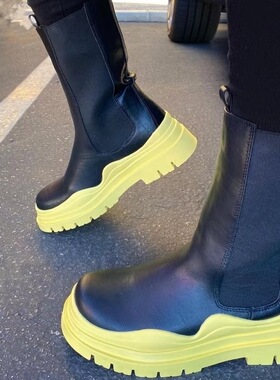 中筒靴女皮靴马丁靴women martin boots big size 43 flat boots