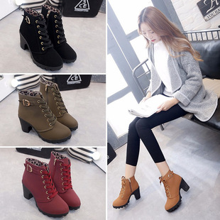 Foreign boots欧美高跟马丁靴 Trade High Heel Martins Women