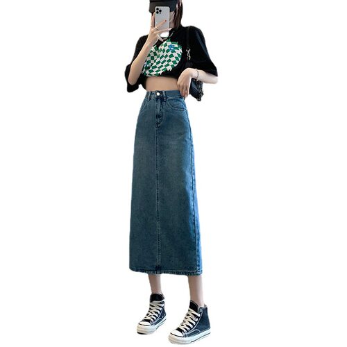 Spring women's mid length high waist A-line skirt, spring
