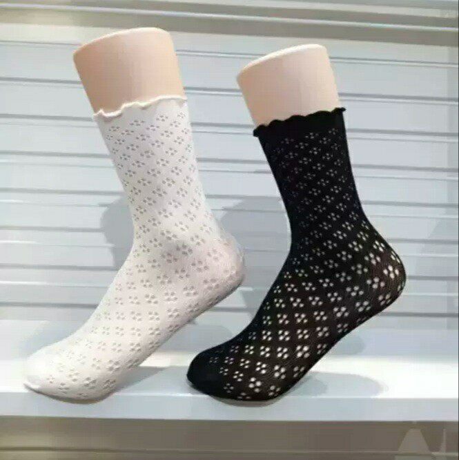 AILEEN新款网袜镂空弹力网眼时尚中筒袜子女超弹短款个性丝袜