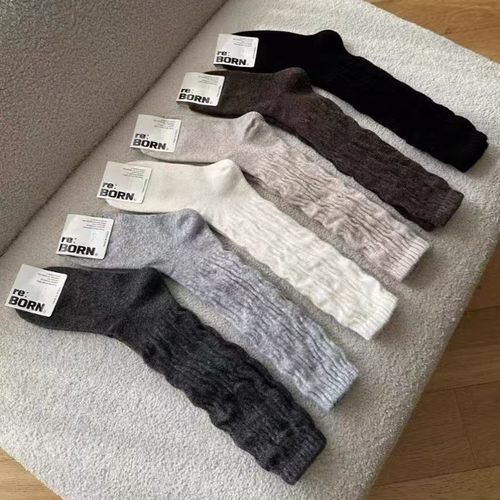 韩国东大门复古泡泡堆堆袜保暖袜子REBORN秋冬新款纯色潮流小腿袜