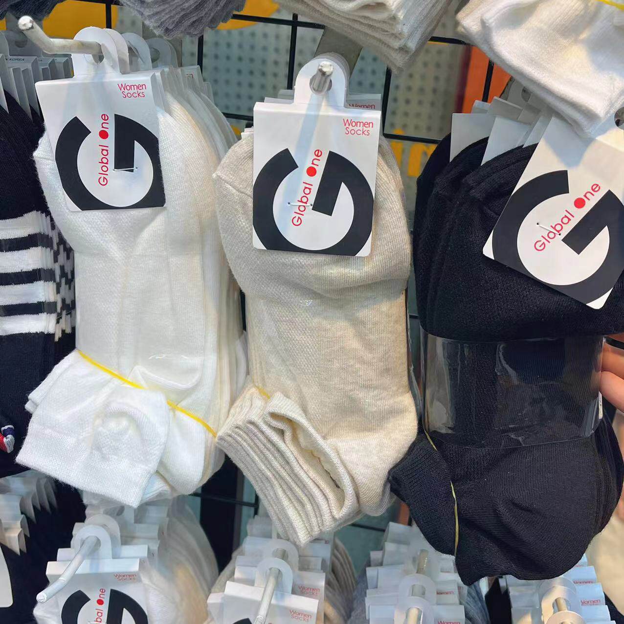 现货批发韩国进口棉袜春夏薄网面透气女袜简约纯色日常基础色短袜
