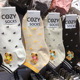 韩国春夏新款 袜子可爱字母P小熊少女袜COZY两杠波点低腰短筒棉袜