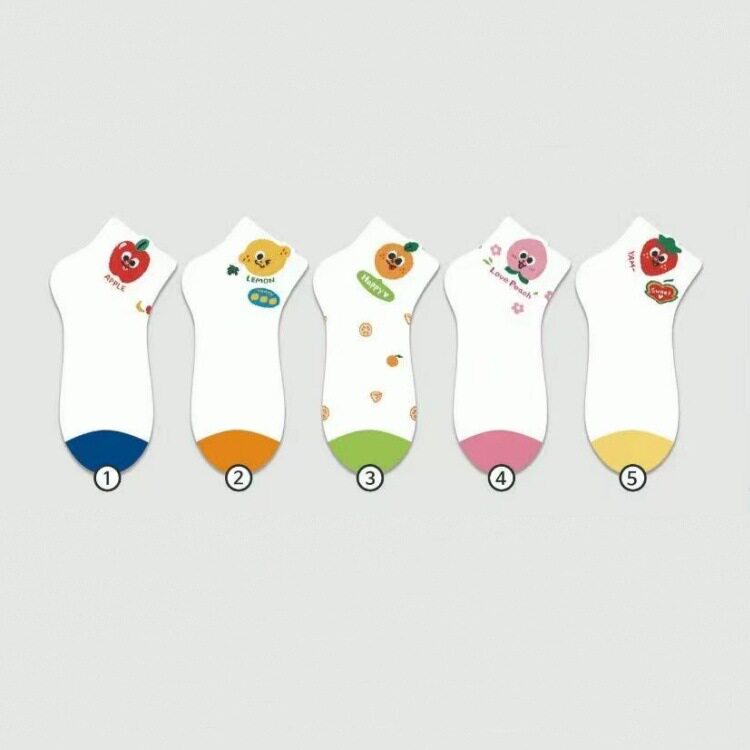 韩国进口袜子春夏樱桃草莓柠檬fruit系列卡通可爱女袜创意短筒袜