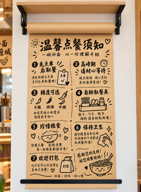 餐厅墙面装饰复古怀旧手绘文字壁饰拍照打卡文艺范牛皮纸菜单展示