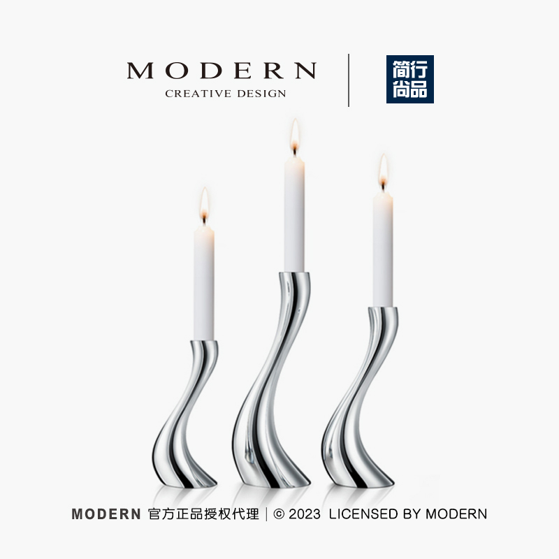 摩登Modern北欧轻奢不锈钢天鹅网红烛台装饰浪漫餐桌家饰创意摆件