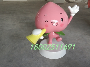 玻璃钢仿真油桃雕塑大型卡通水蜜桃子公仔模型采摘果园彩绘娃娃摆
