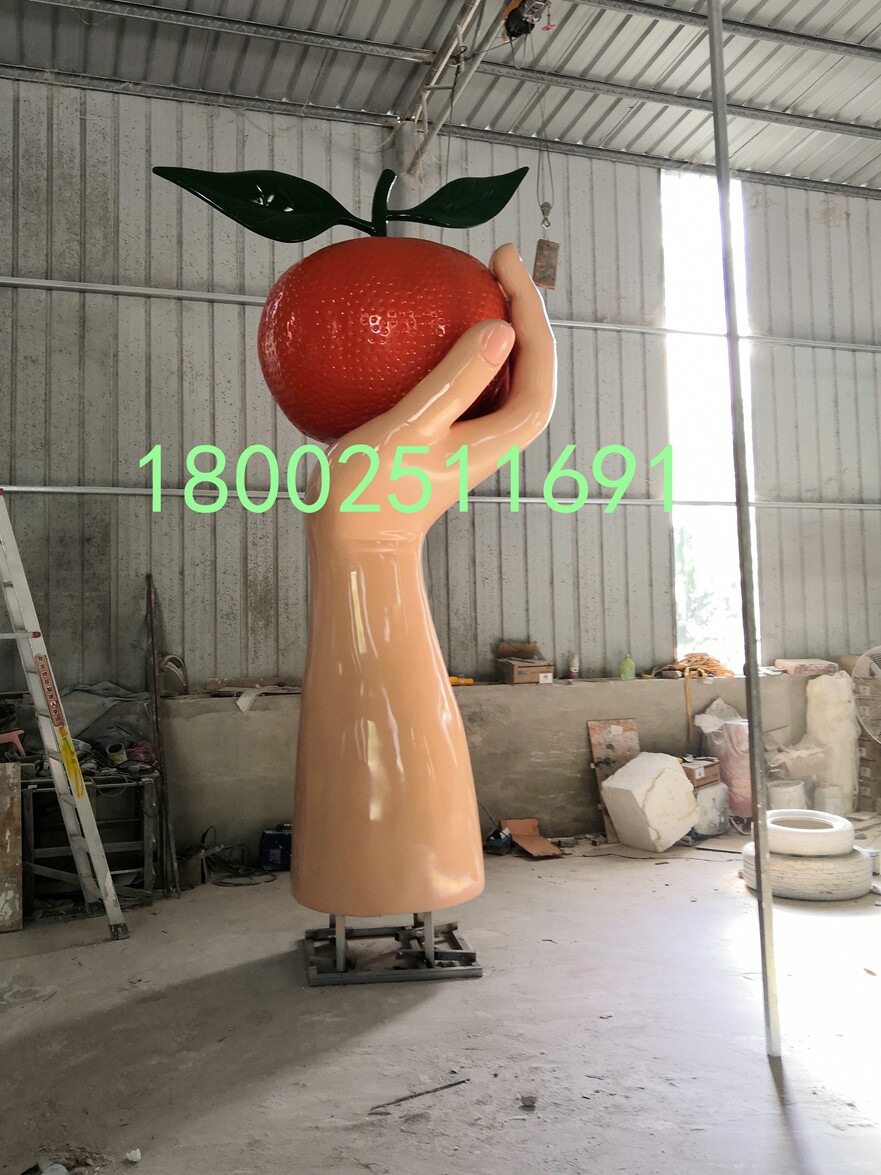 树脂纤维彩绘水果柠檬公仔娃娃雕塑定制玻璃钢橘子橙子卡通人偶