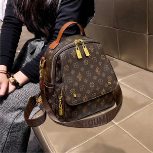 女士包包2026新款双肩包老花高级感大容量洋气旅游小型高颜值背包