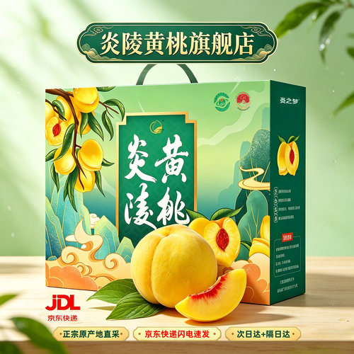 正宗湖南炎陵黄桃锦绣红心大桃子