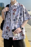冰丝花衬衫短袖男夏威夷沙滩衬衣痞帅大码宽松休闲外套7232P35，男装T恤，电商A056