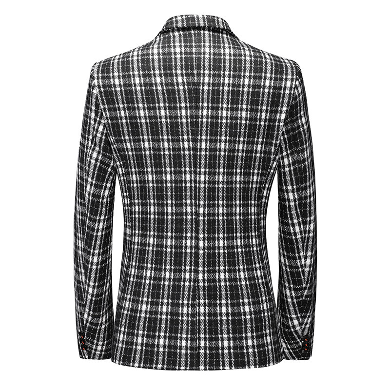 男士时尚休闲西装外套修身青年格子宴会礼服小西服上衣潮9980P95,男装西服套装,电商A056