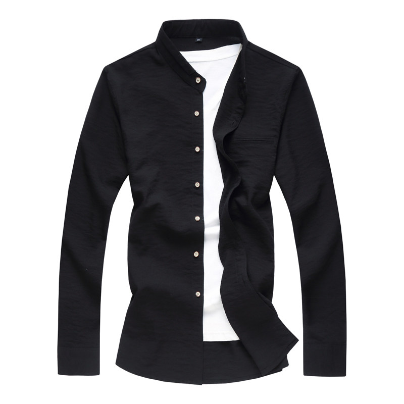 春秋款立领纯色男大码衬衣8666P50长做款，男装衬衫，电商A056