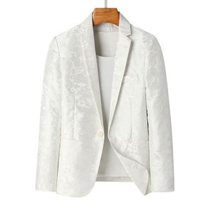 男士提花休闲西装职业正装白色黑色礼服春秋A056-9920P95，男装西服套装，电商A056