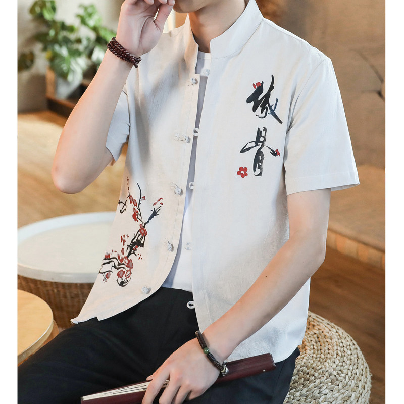 风男短袖衬衫男生大码纯棉衬衣A056-C141-P33,男装T恤,电商A056