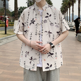 新中式衬衣风盘扣短袖衬衫男唐装夏季薄外套男士青年7009P40，男装T恤，电商A056