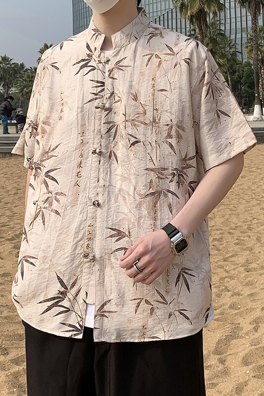 风短袖衬衫男士夏季新款唐装中式立领盘扣衬衣男7001P40,男装T恤,电商A056