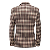 男士时尚休闲西装外套修身青年格子宴会礼服小西服上衣潮9980P95，男装西服套装，电商A056