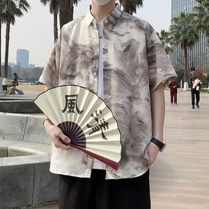 花衬衫短袖男女夏季夏威夷沙滩衬衣港风宽松休闲薄款外套7235P35图片
