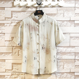 新中式立领盘扣衬衣男士风新风潮男装唐装短袖衬衫7007P40，男装T恤，电商A056