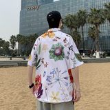 夏季短袖衬衫丝光棉免烫花衬衣男胖子宽松印花半袖7229P35，男装T恤，电商A056