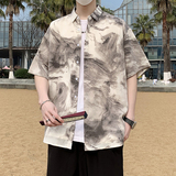 花衬衫短袖男女夏季夏威夷沙滩衬衣港风宽松休闲薄款外套7235P35，男装T恤，电商A056