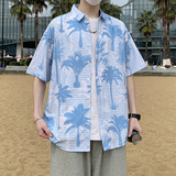 冰丝花衬衫短袖男夏威夷沙滩衬衣帅大码宽松休闲薄款外套7238P35，男装T恤，电商A056