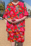 套装特批东北花网红情侣短袖T恤P20中裤P20套装P40，男装休闲套装，电商A056