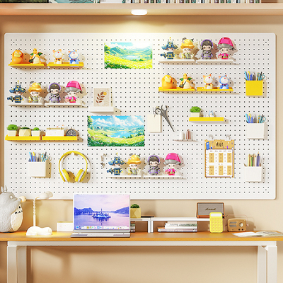 定制书桌墙上洞洞板造型墙壁挂墙上置物架金属办公工位收纳展示架