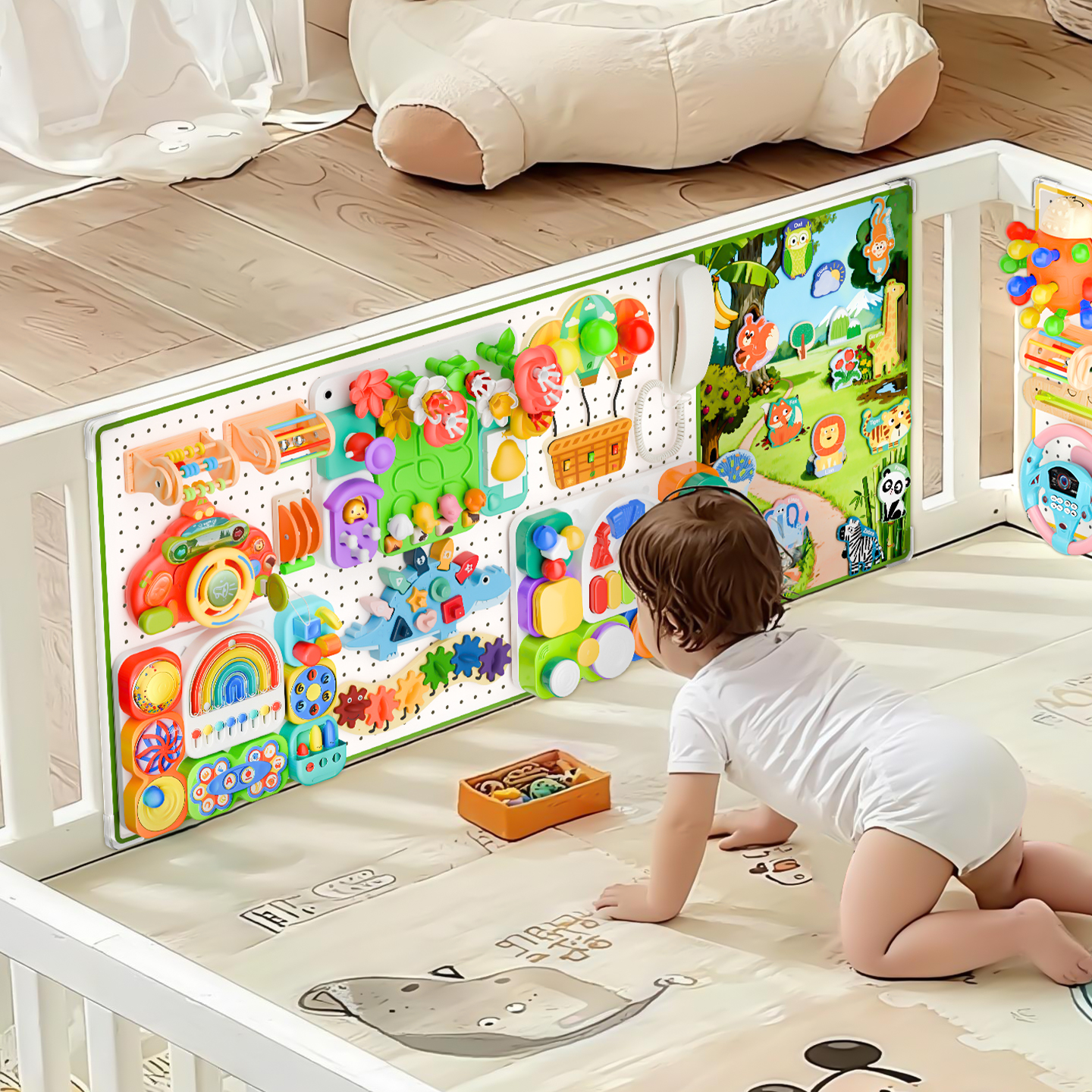 宝宝儿童围栏忙碌板玩具洞洞板