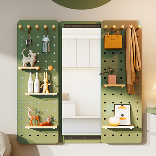 隐形穿衣镜推拉镜隐藏镜子贴墙全身镜可遮挡关闭玄关洞洞板试衣镜