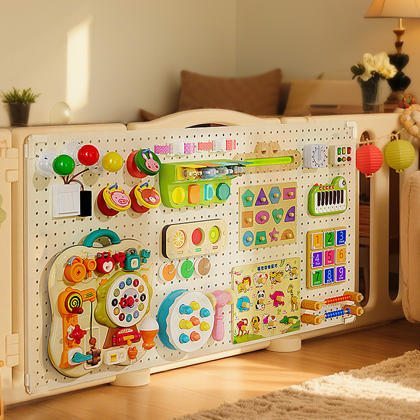 宝宝儿童围栏忙碌板玩具洞洞板