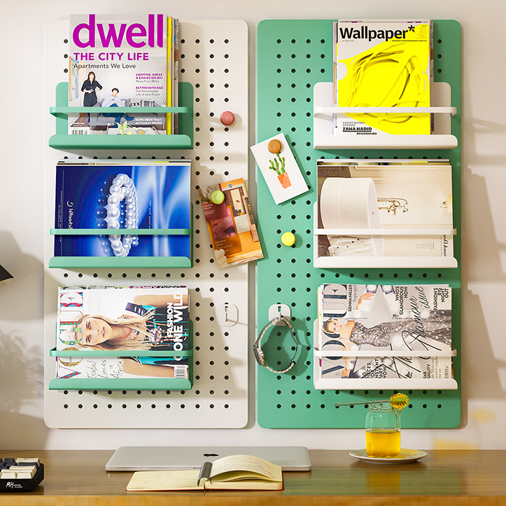 杂志报纸书籍收纳客厅展示架挂板书报架挂墙上洞洞板置物架金属